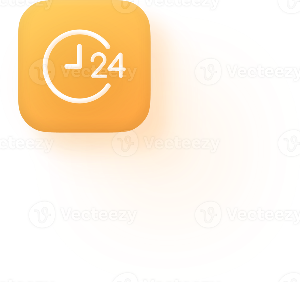 iOS Style 24 Hour Service Icon Rounded App iPhone Apple Button Clock with Arrow Customer Support Day Night Symbol Always Open Service Icon Flat Minimal UI UX Assistance Time Icon Hotline Support Tool png