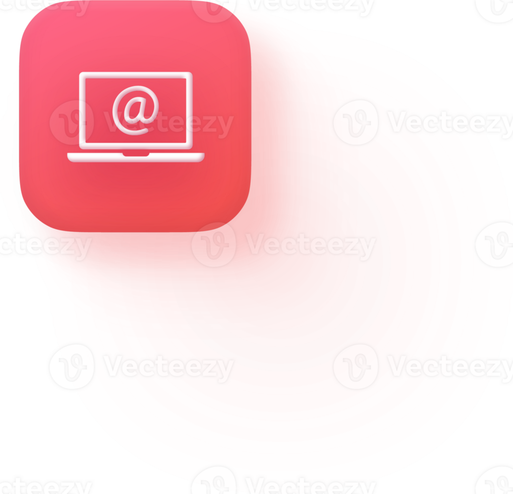 iOS Style Laptop with At Symbol Icon Rounded App iPhone Apple Button Email Web Access Computer Screen Flat Design Internet Communication Mobile UI UX Device Icon Online Identity Digital Mail Access png