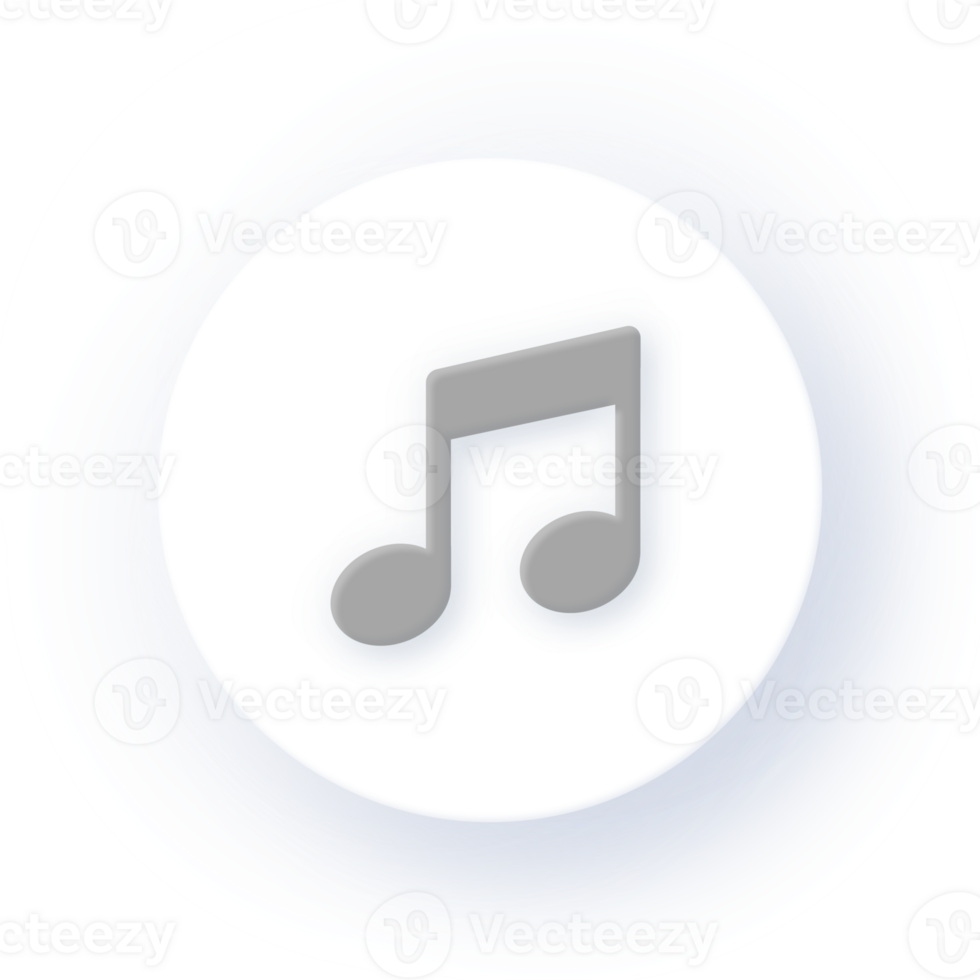 Neumorphism Icon Music Note Icon Soft Drop Shadow on Dark Background Neumorphic UI UX Design User Interface Neumorphism Shadow png