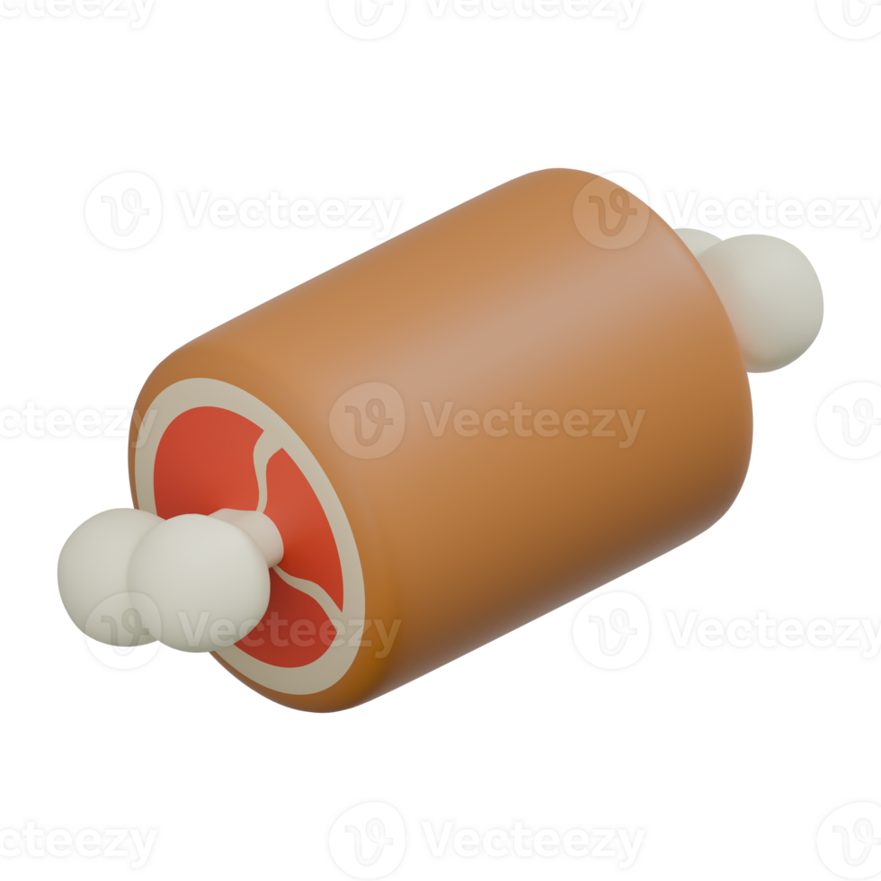 3D Render of a Raw Meat Leg Icon png