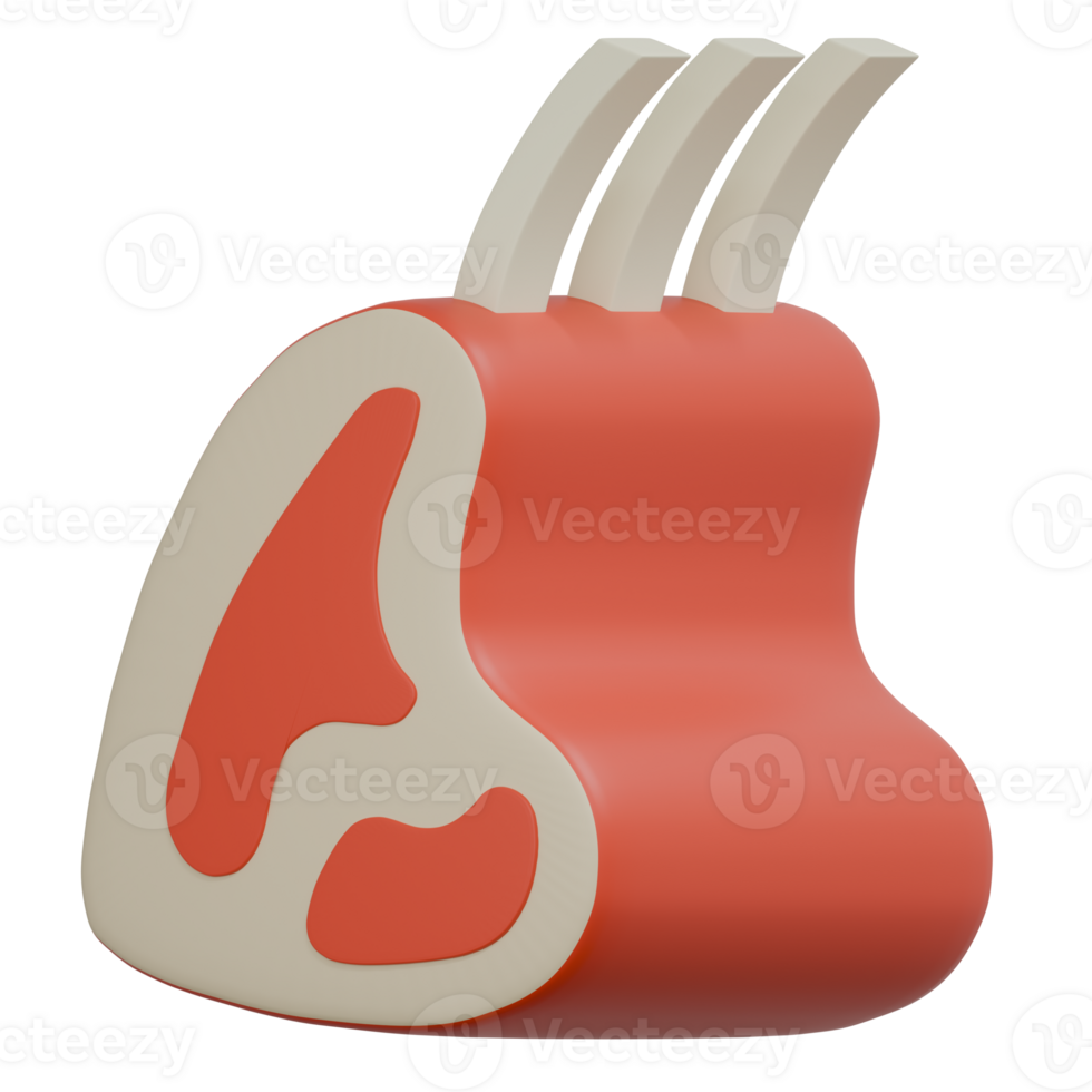 3D Render of Meat Rib Cut Icon png
