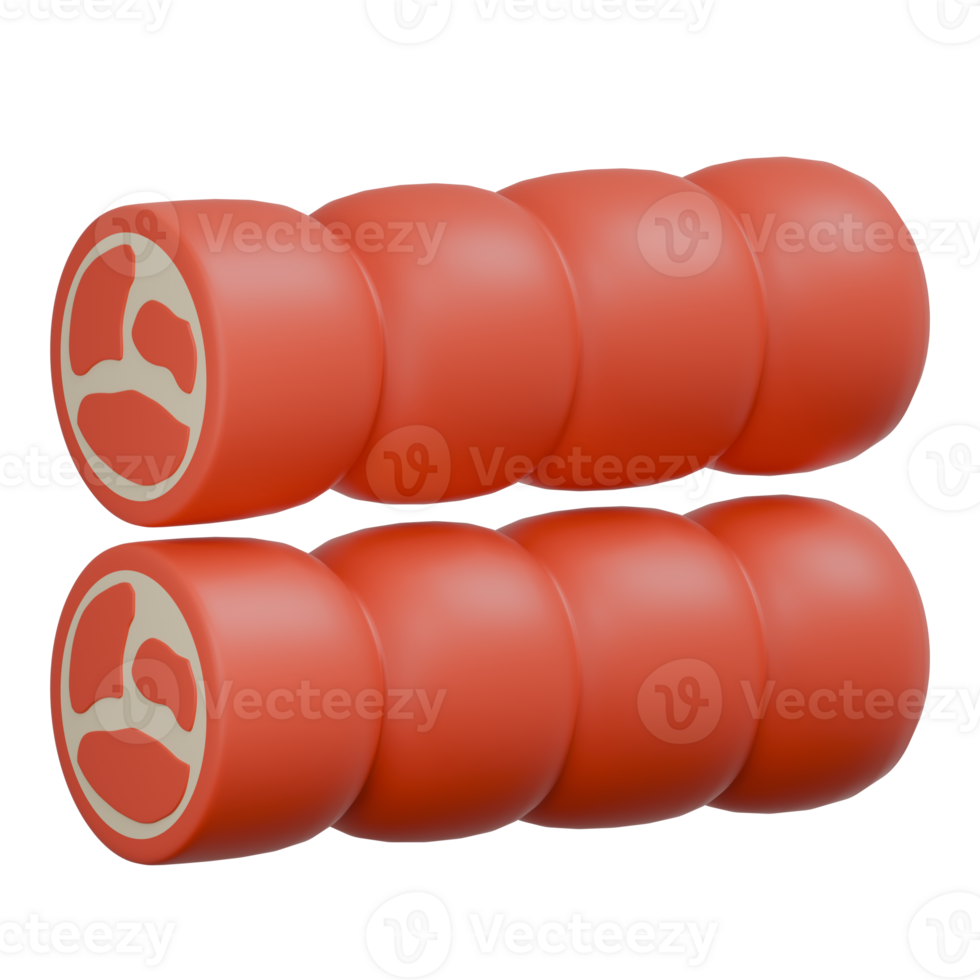 3D Render of Sliced Sausage Meat Icon png