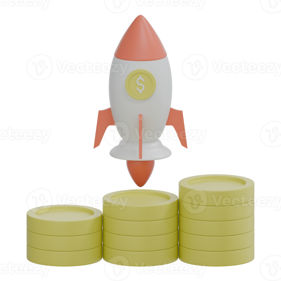 3D Render Rocket Money Icon png