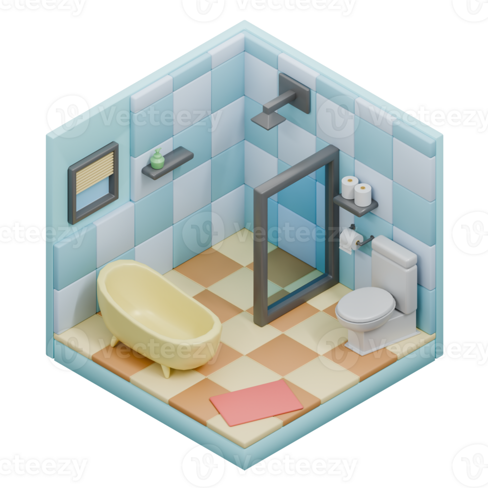 3D Render Isometric Low Poly Bathroom png