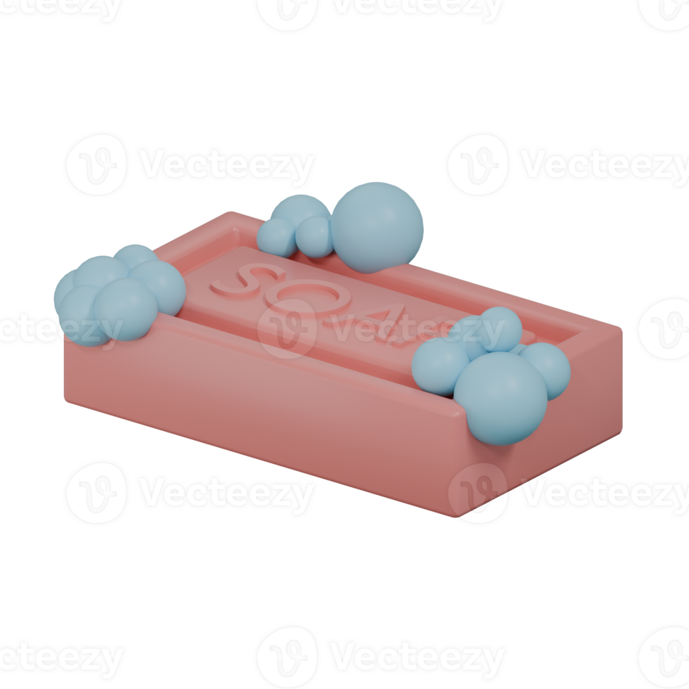 3D Render Soap With Bubbles Icon png