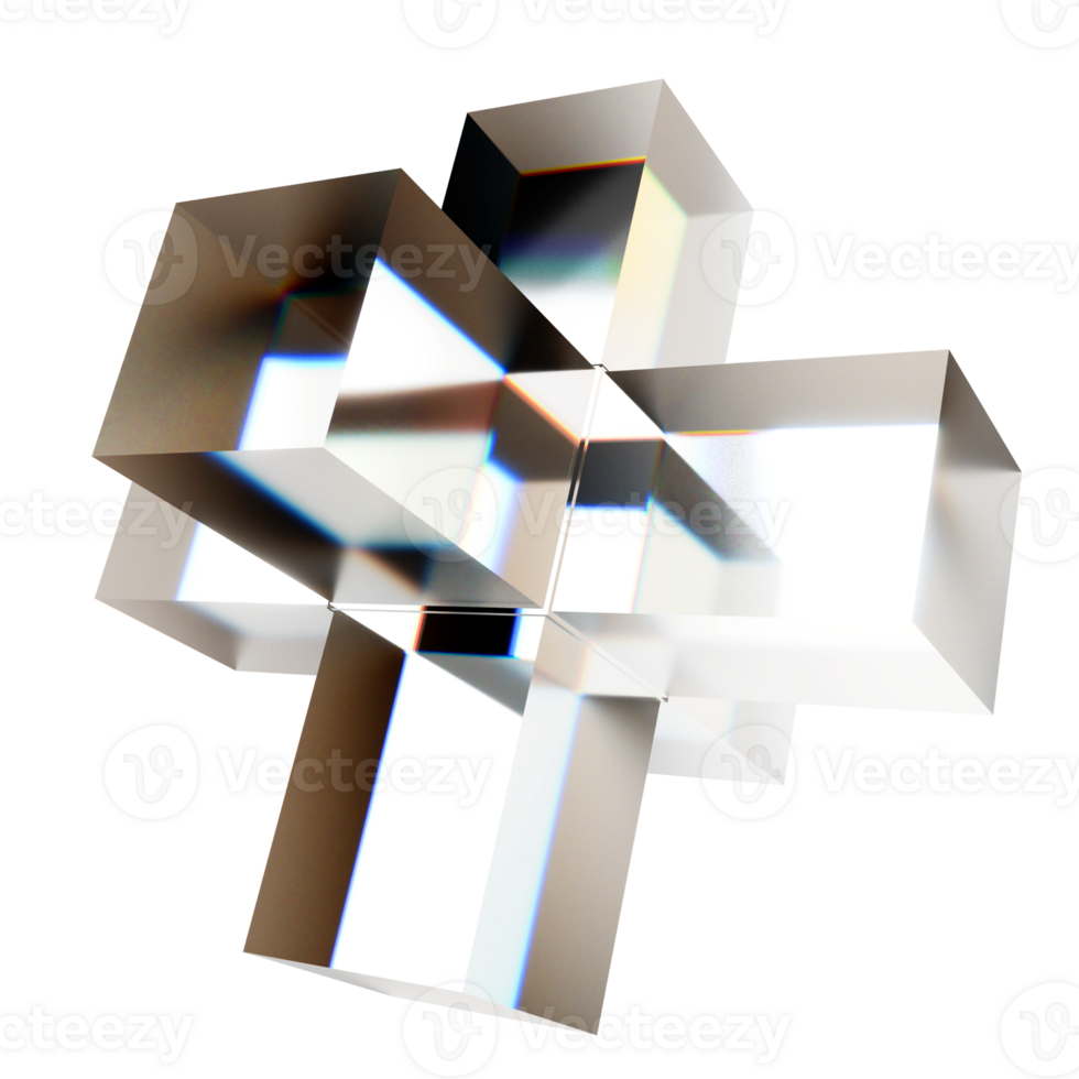 abstract glass shape, cube with additional sides png