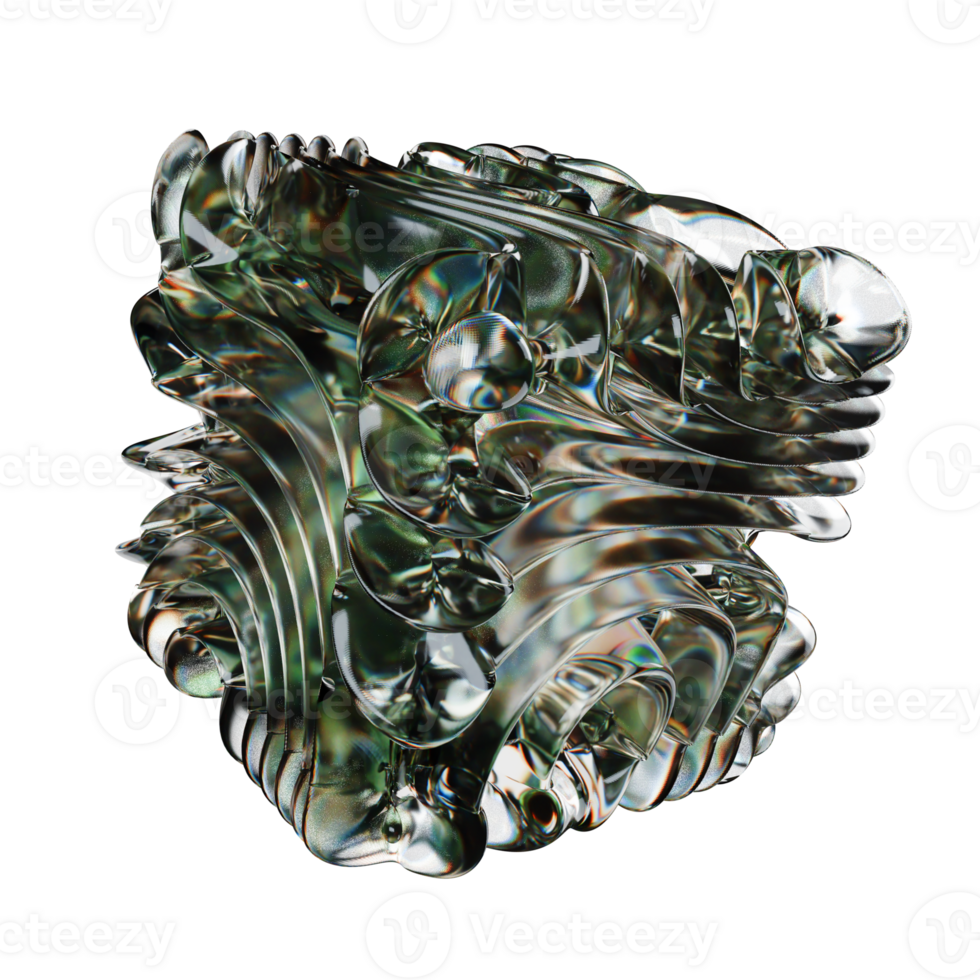 transparent abstract glass shape, random glass box png