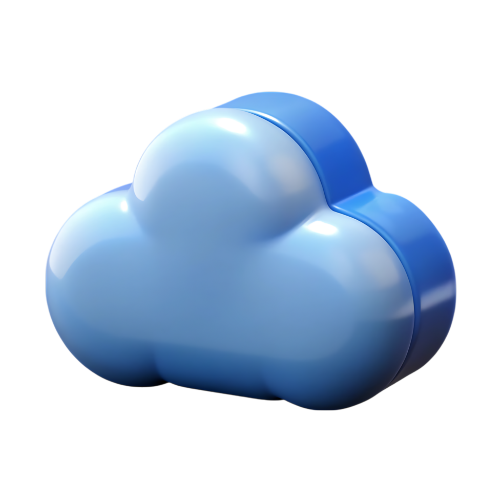 3d render of a glossy blue cloud icon png