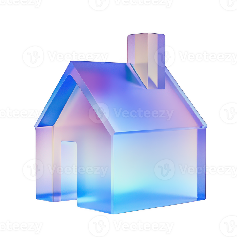 Glassy house structure rendering on transparent background png