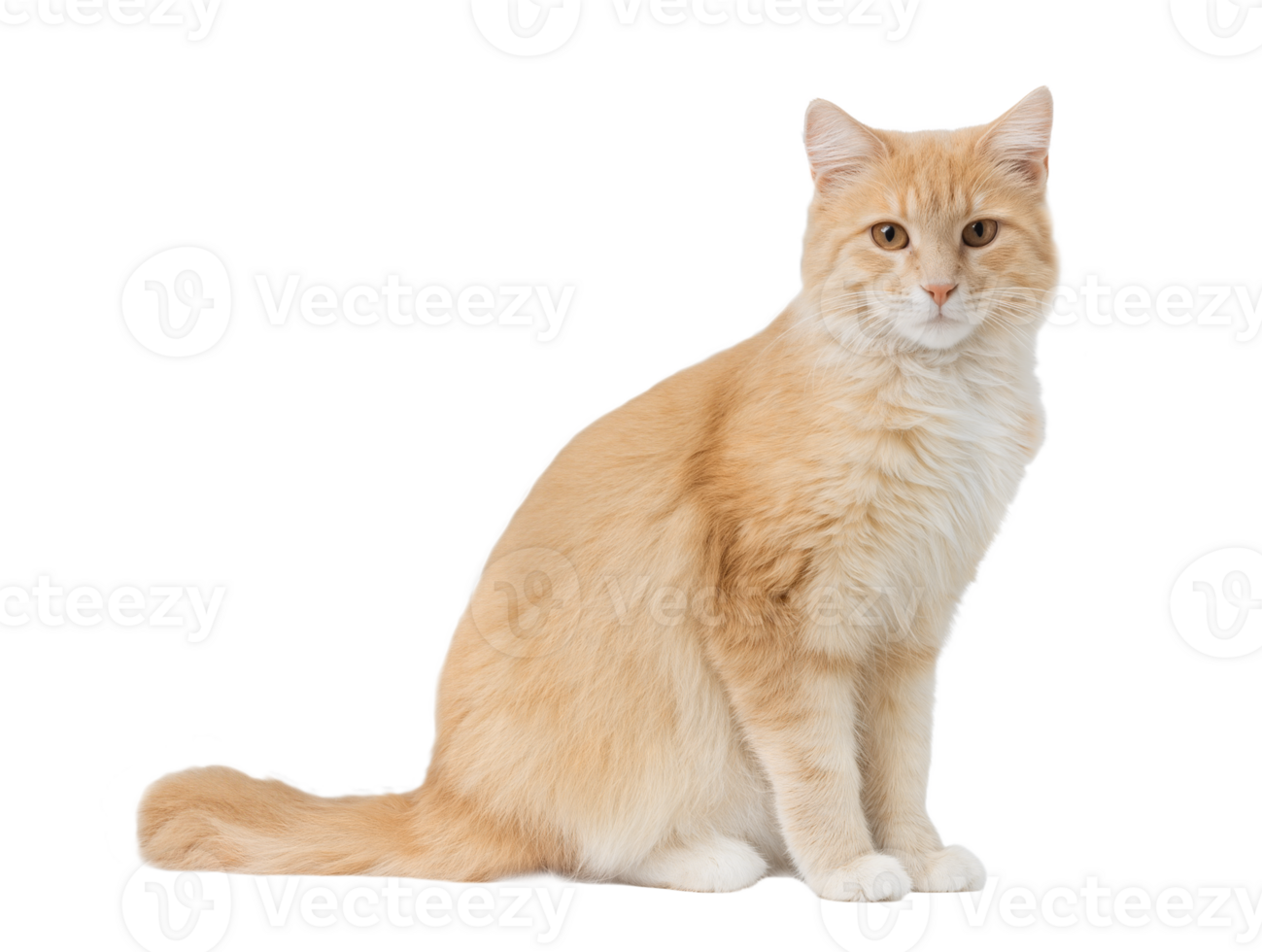 Orange Cat Sitting Isolated on transparent Background png