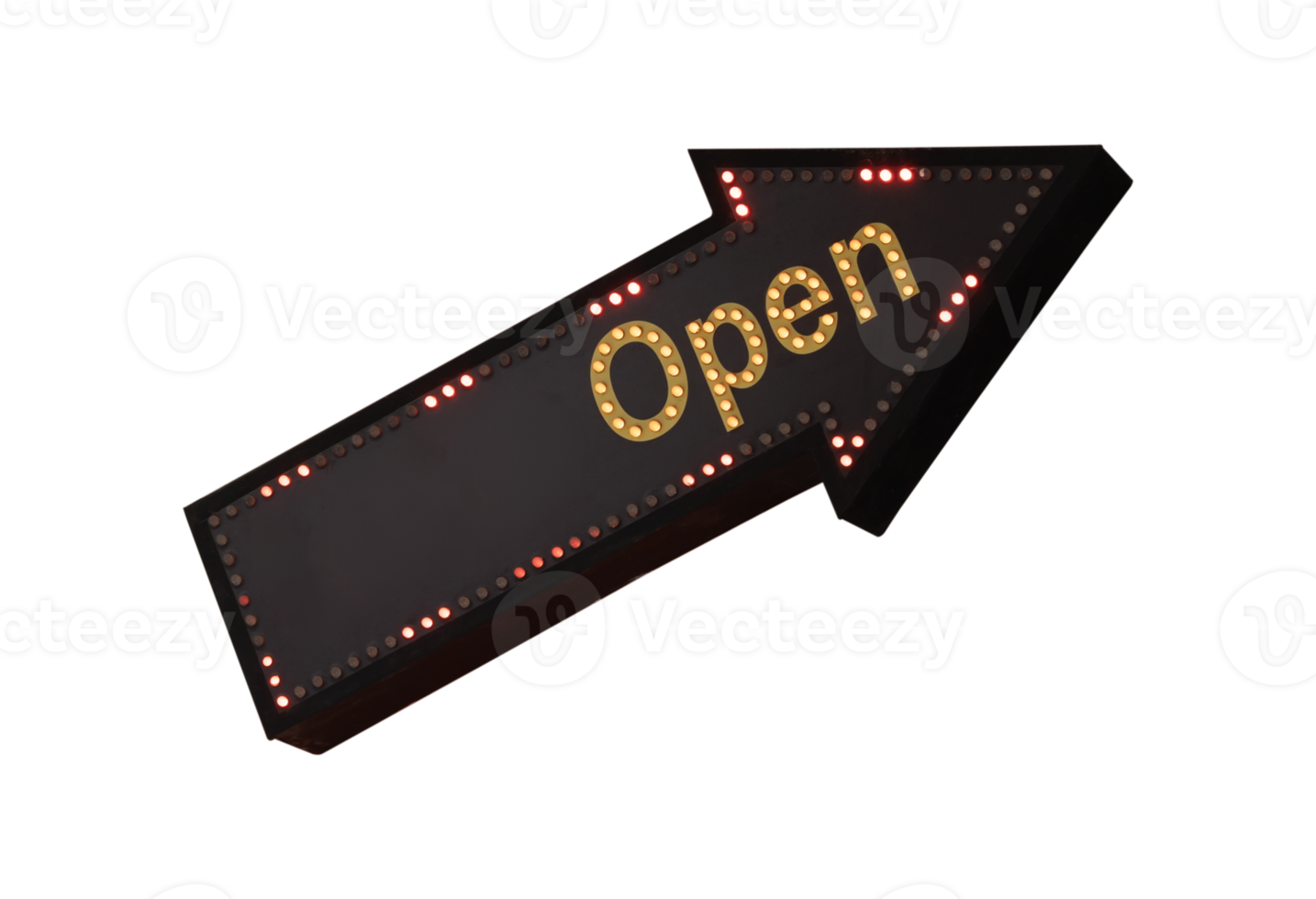 Arrow sign Come in we are Open isolated on transparent background, File png