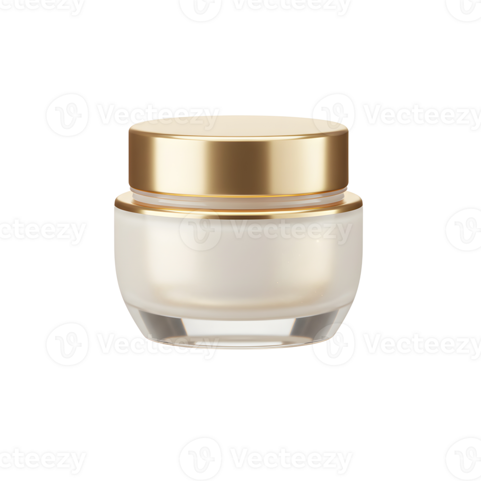 A small jar of cream with a gold lid sits against a white background, suggesting its use as a beauty or skincare product. png