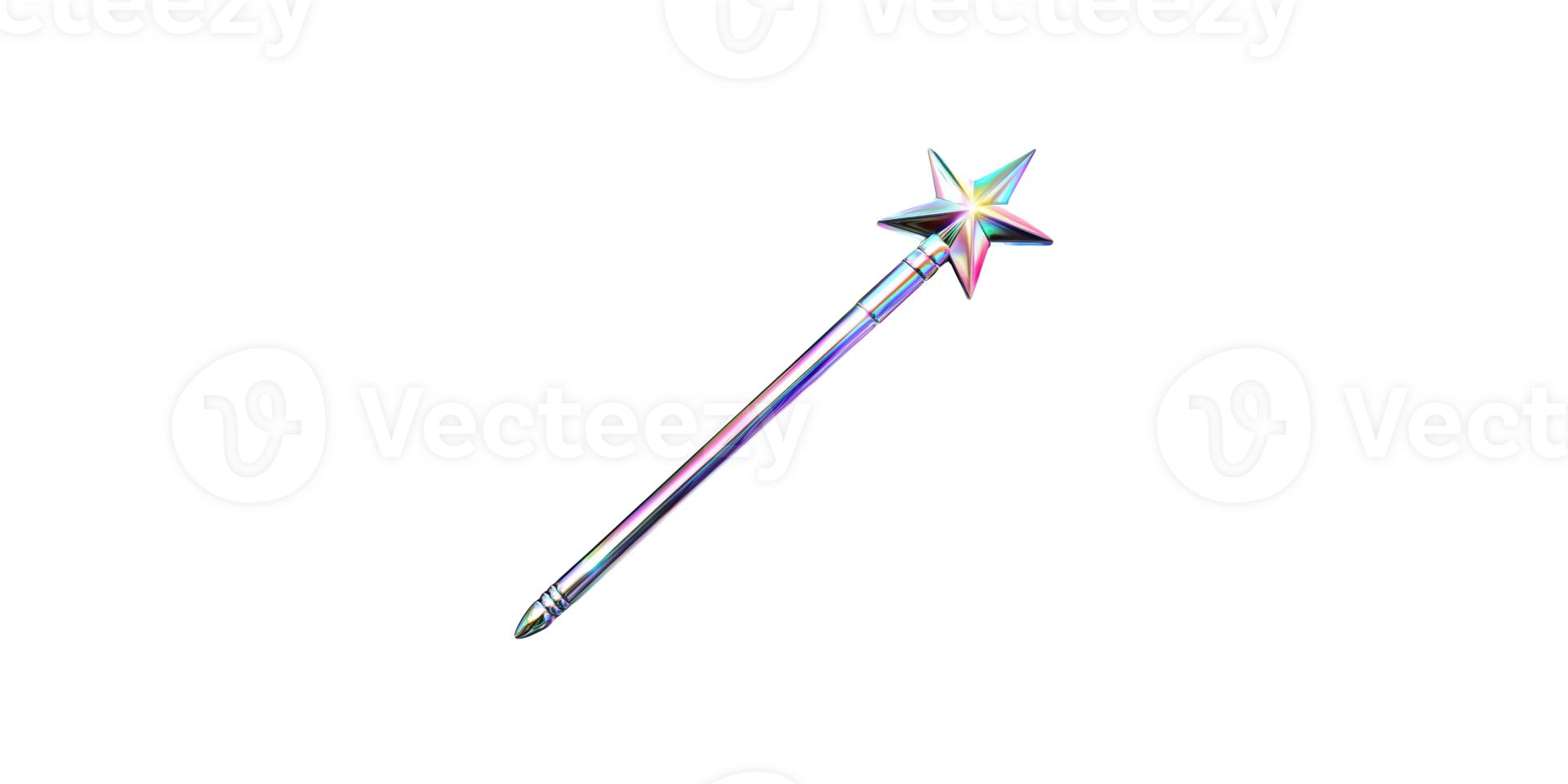 Iridescent star-shaped magic wand isolated on transparent background png