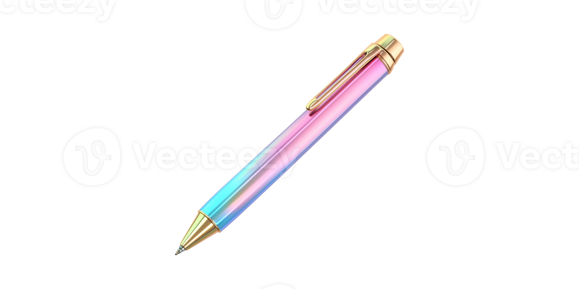 Colorful gradient pen with metallic accents isolated on transparent background png