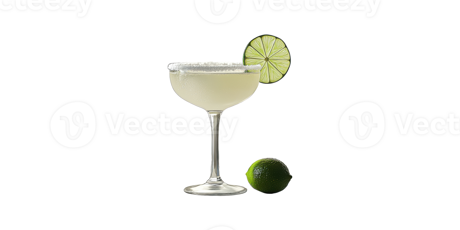 Margarita cocktail glass with lime slice isolated on transparent background png