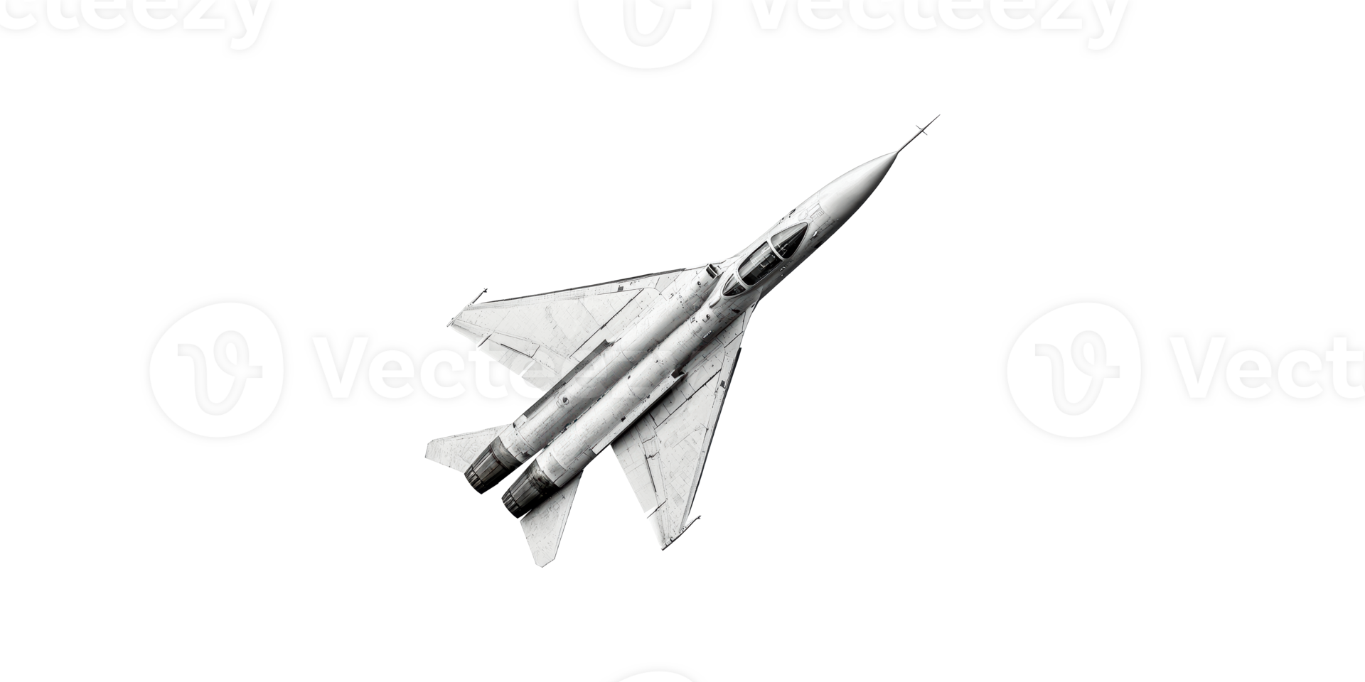 Military jet with twin engines and delta wings isolated on transparent background png