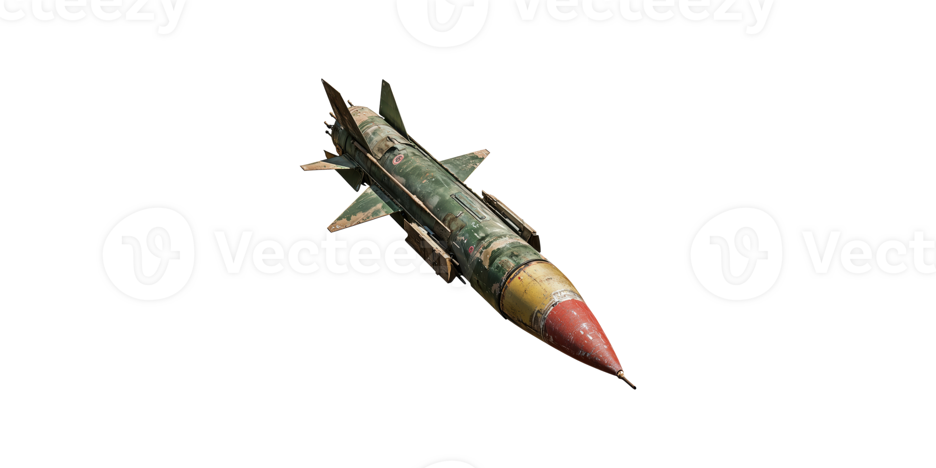 Military missile with camouflage design isolated on transparent background png