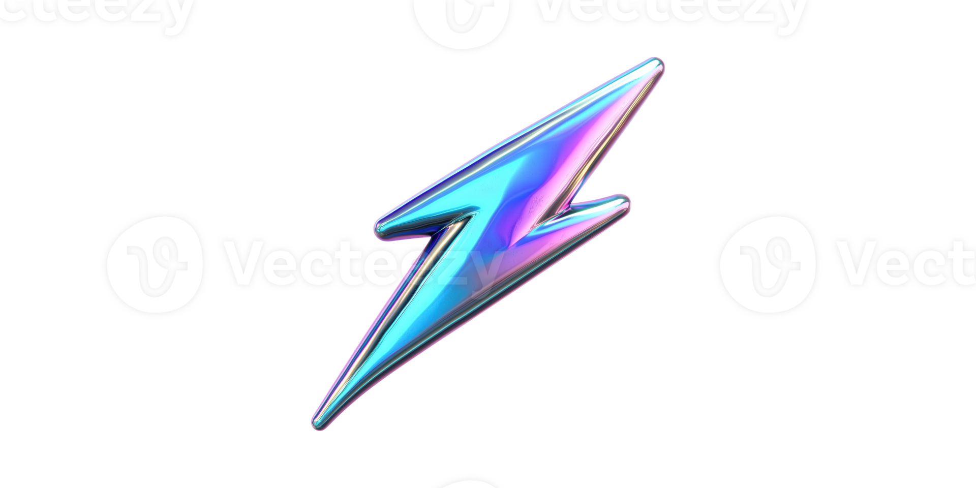 Colorful lightning bolt shape with gradient effect set isolated on transparent background png