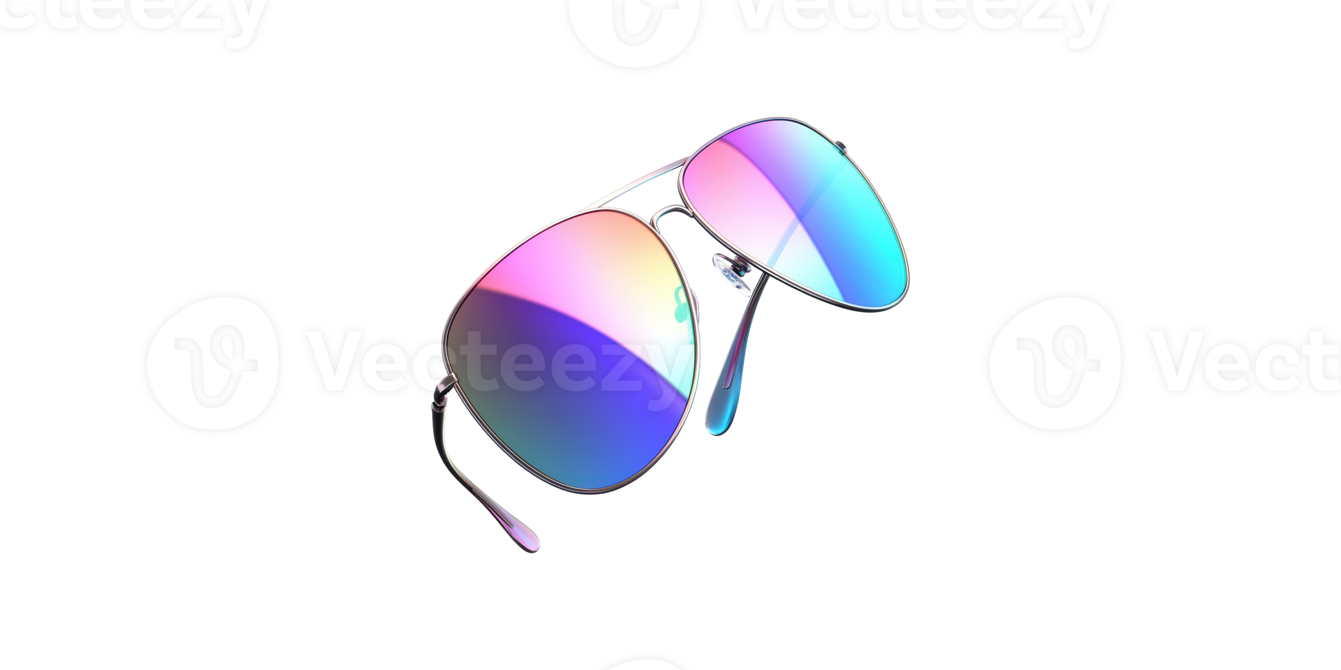Aviator sunglasses with gradient lenses isolated on transparent background png