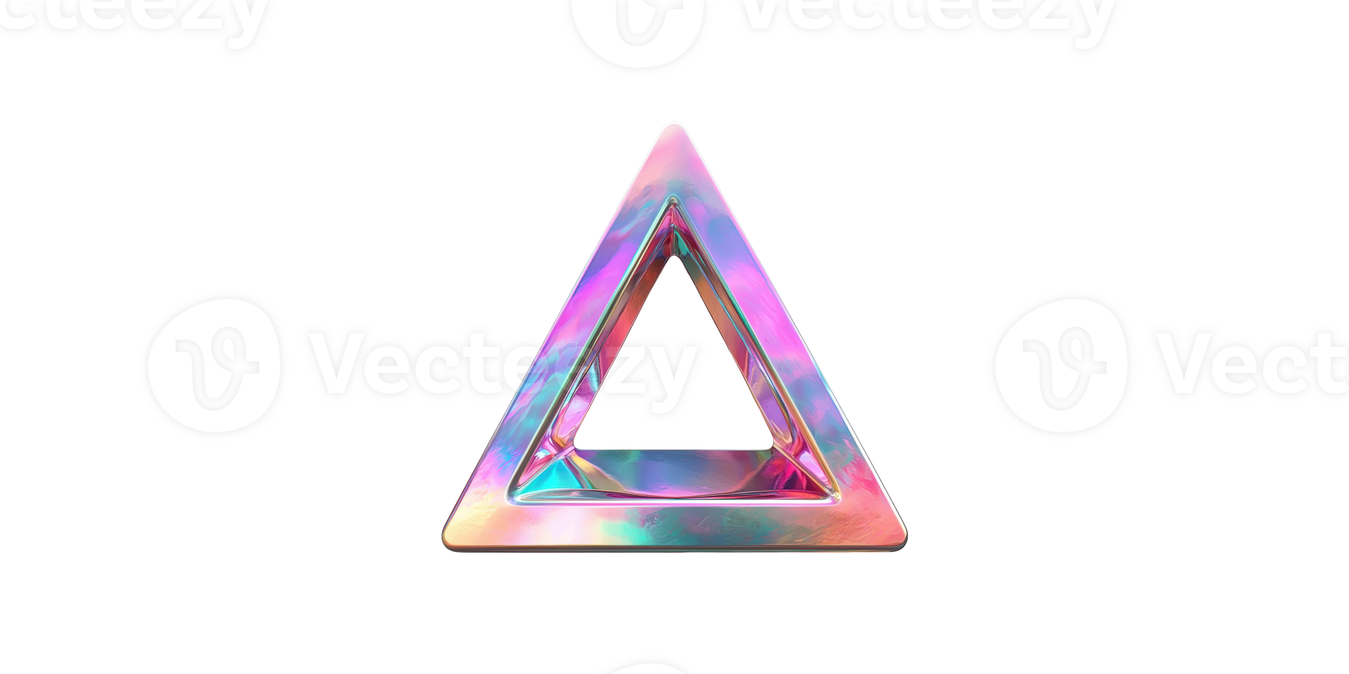 Holographic iridescent triangle shape set isolated on transparent background png