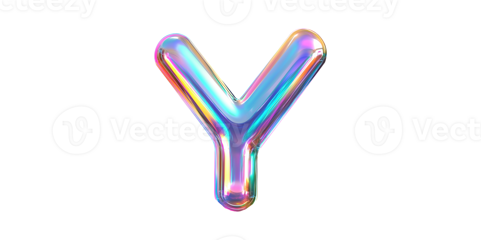 Iridescent 3d alphabet letter y in vibrant colors set isolated on transparent background png