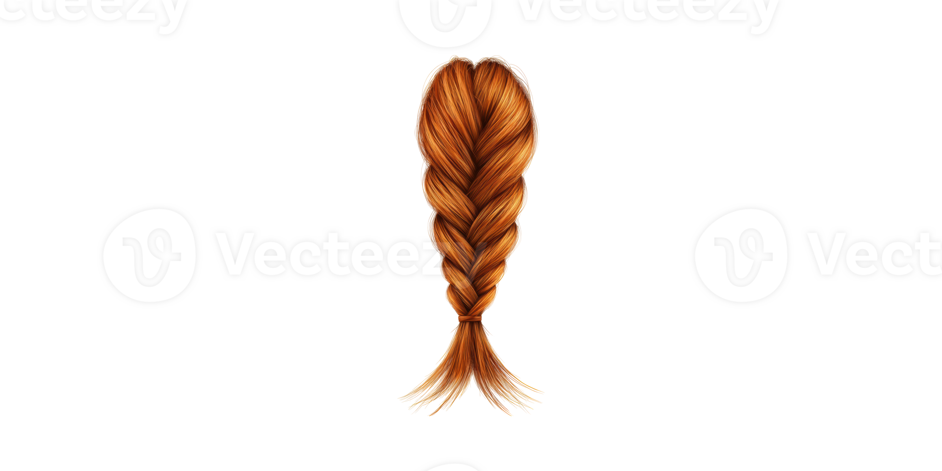 Long red braided hair with smooth texture isolated on transparent background png