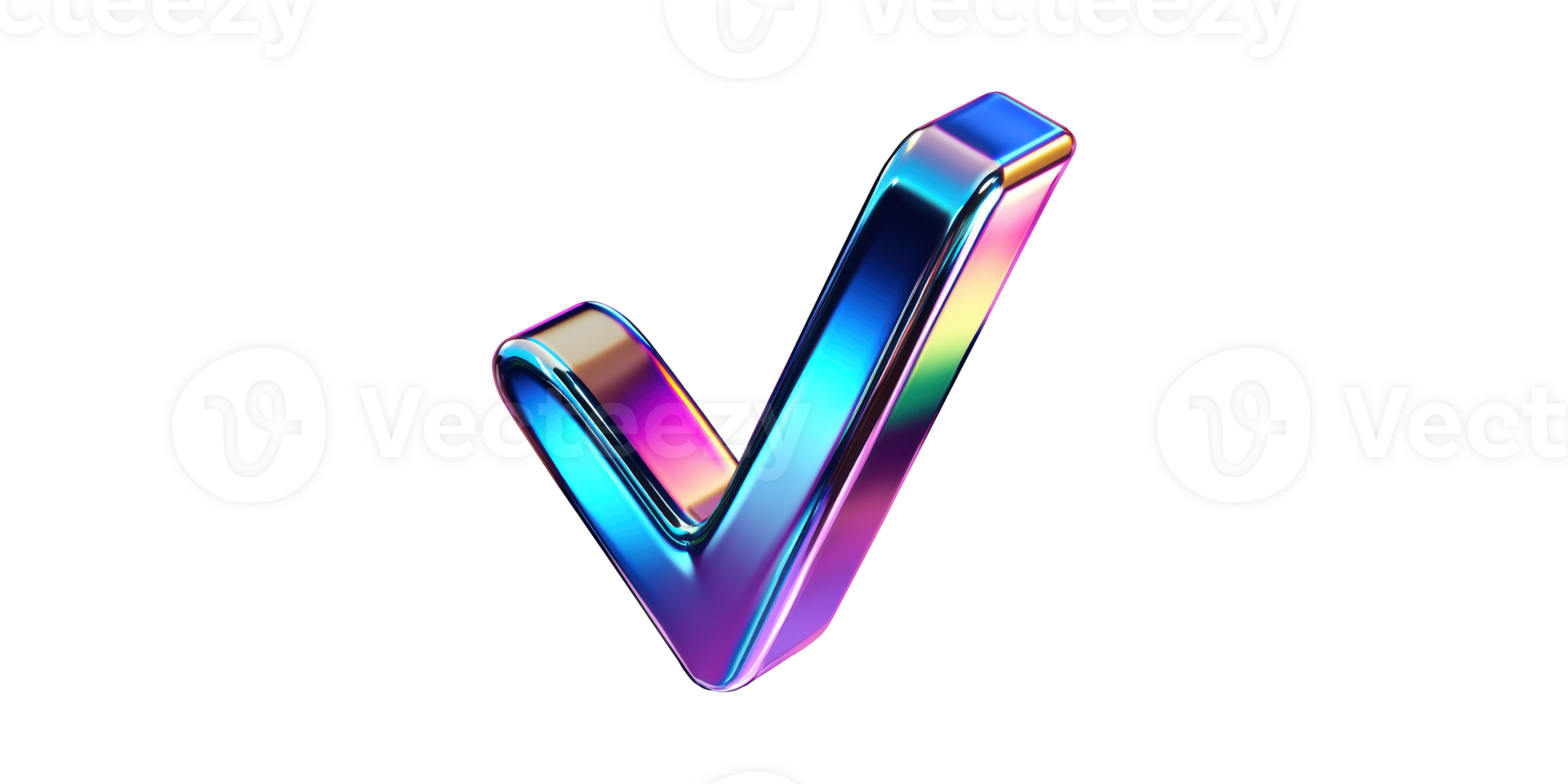 Colorful metallic check mark symbol set isolated on transparent background png