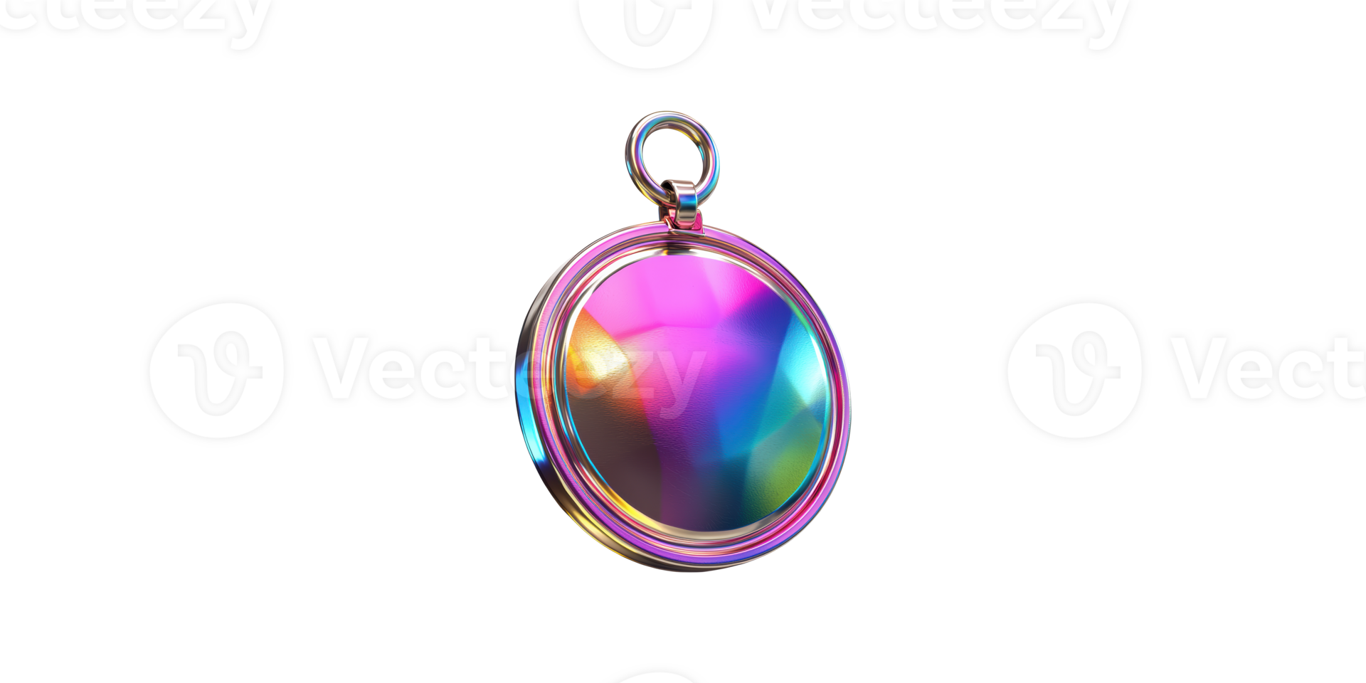 Iridescent pocket watch rendering isolated on transparent background png