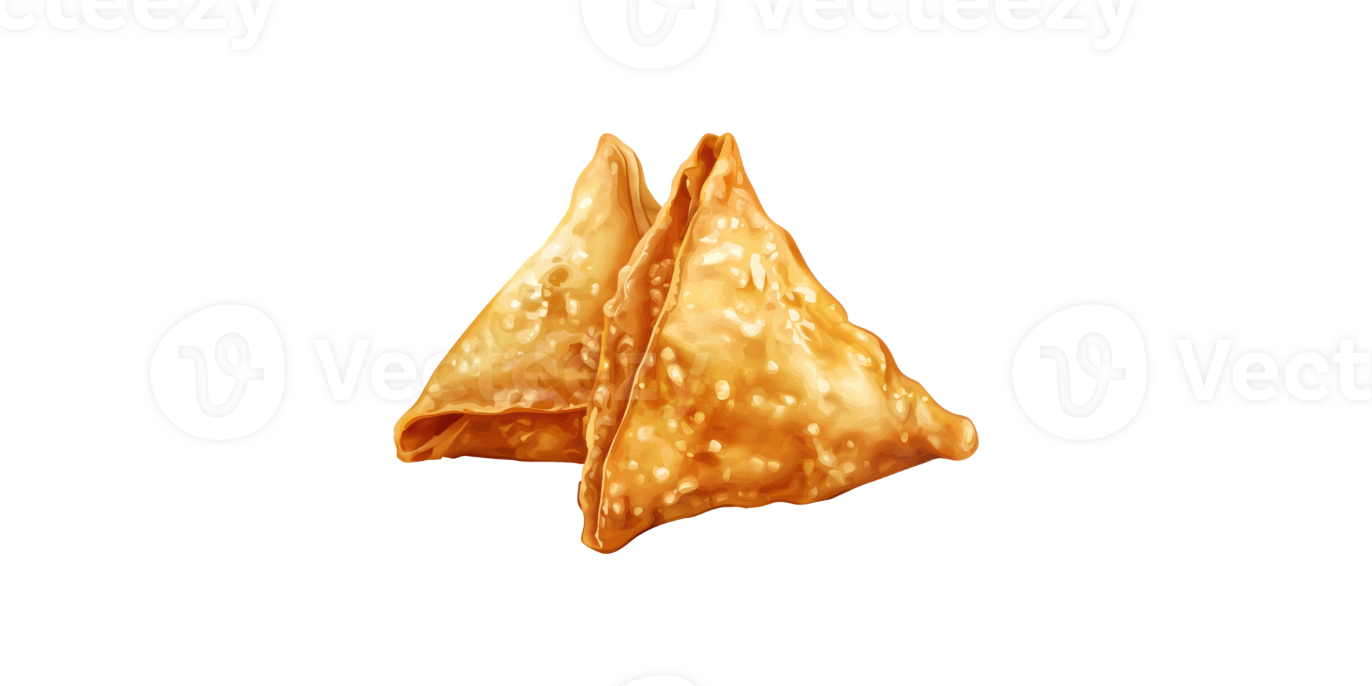 Fried samosas with golden crispy crust isolated on transparent background png