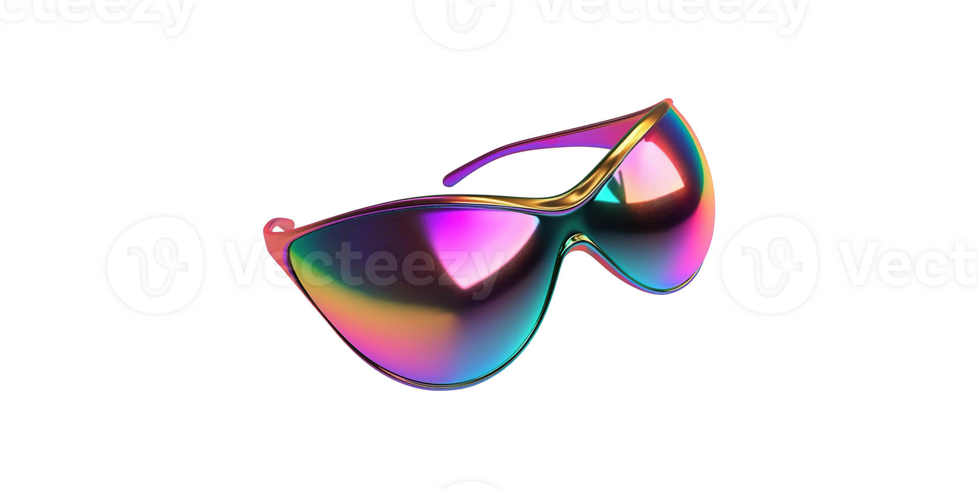 Futuristic gradient sunglasses with wide-lens design set isolated on transparent background png