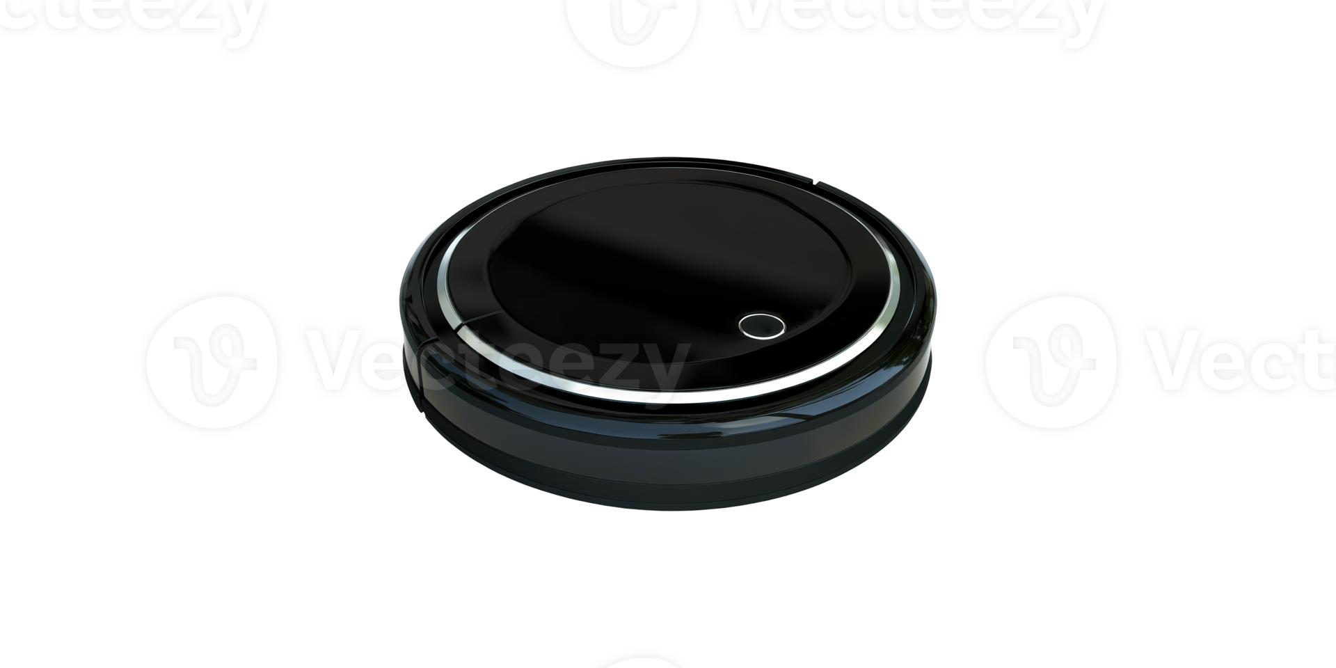Round black robotic vacuum cleaner isolated on transparent background png