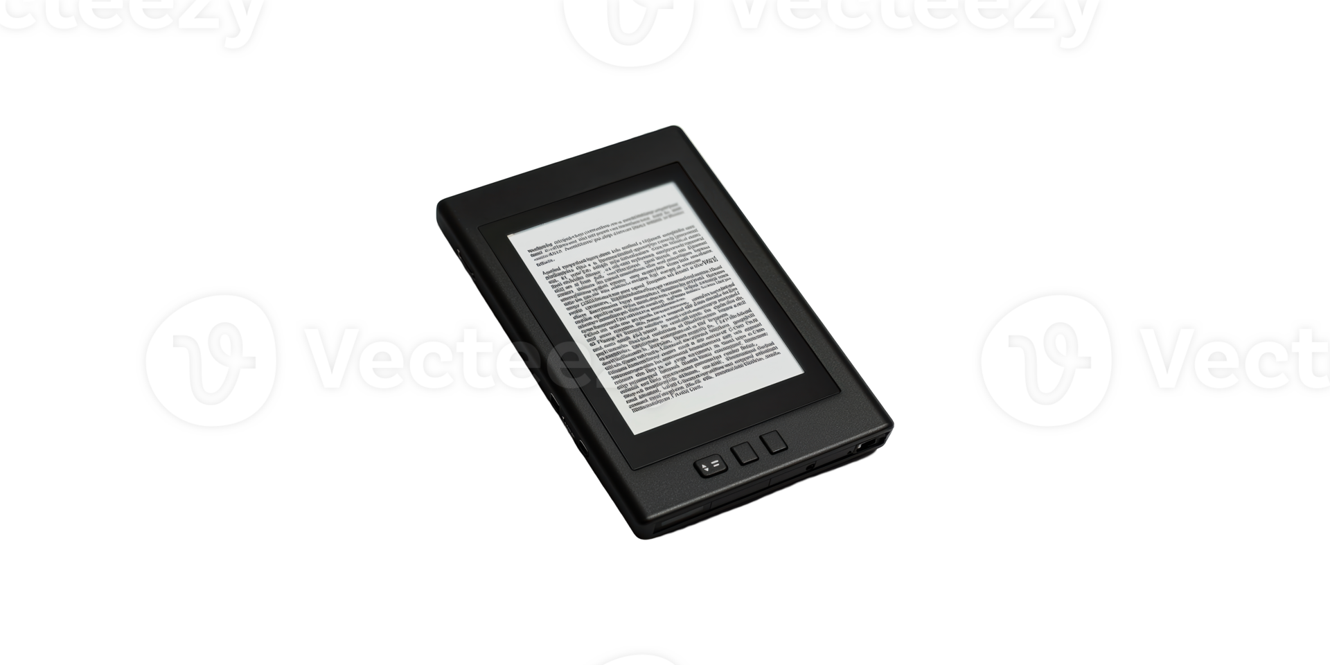Black ereader device with text displayed isolated on transparent background png