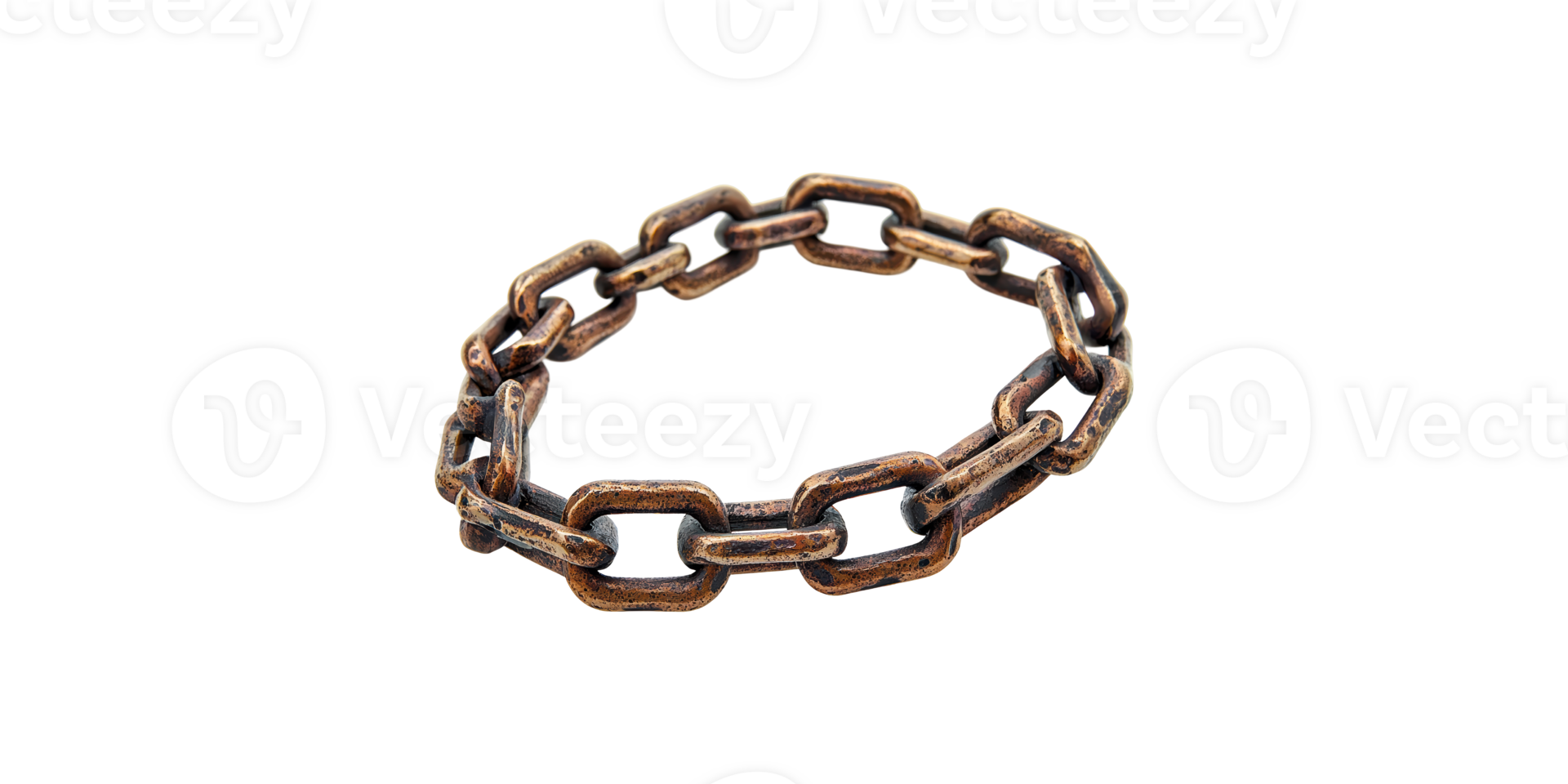 Vintage iron chain bracelet with rustic links isolated on transparent background png