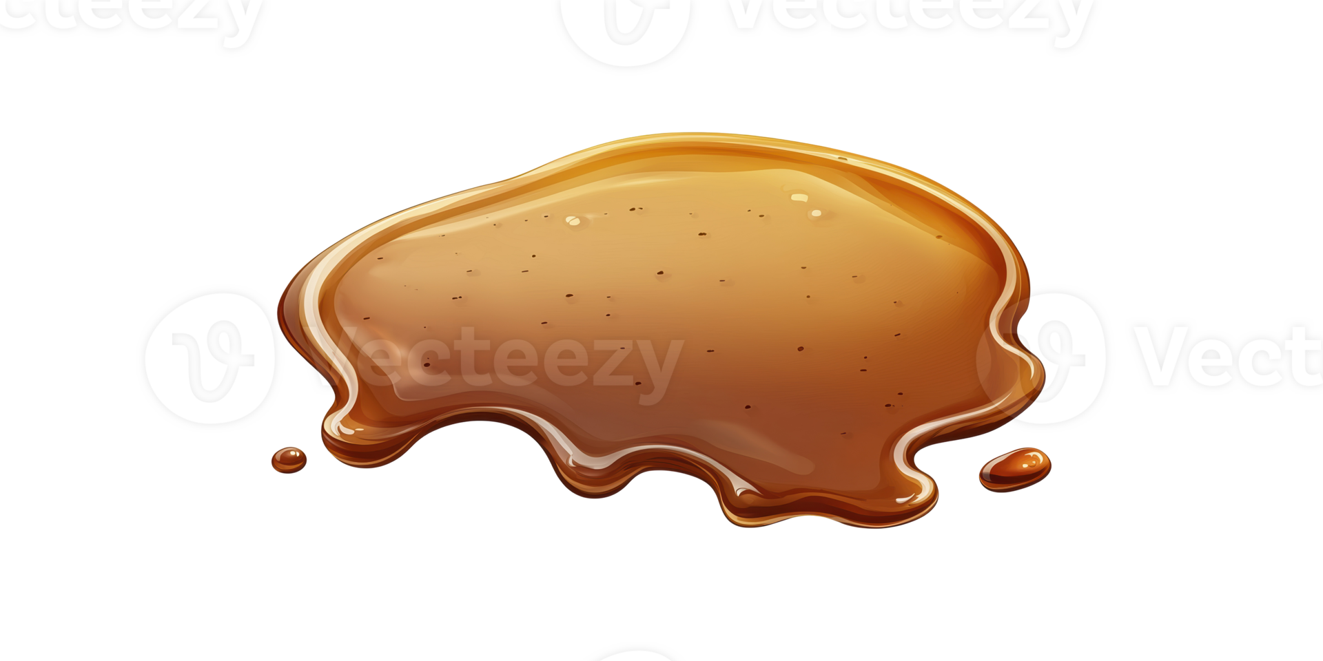 Viscous caramel syrup drip with bubbles isolated on transparent background png