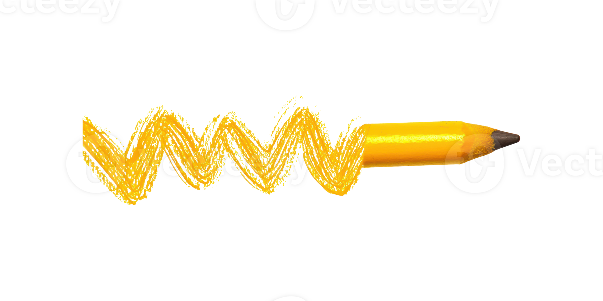 Yellow color pencil drawing zigzag line isolated on transparent background png