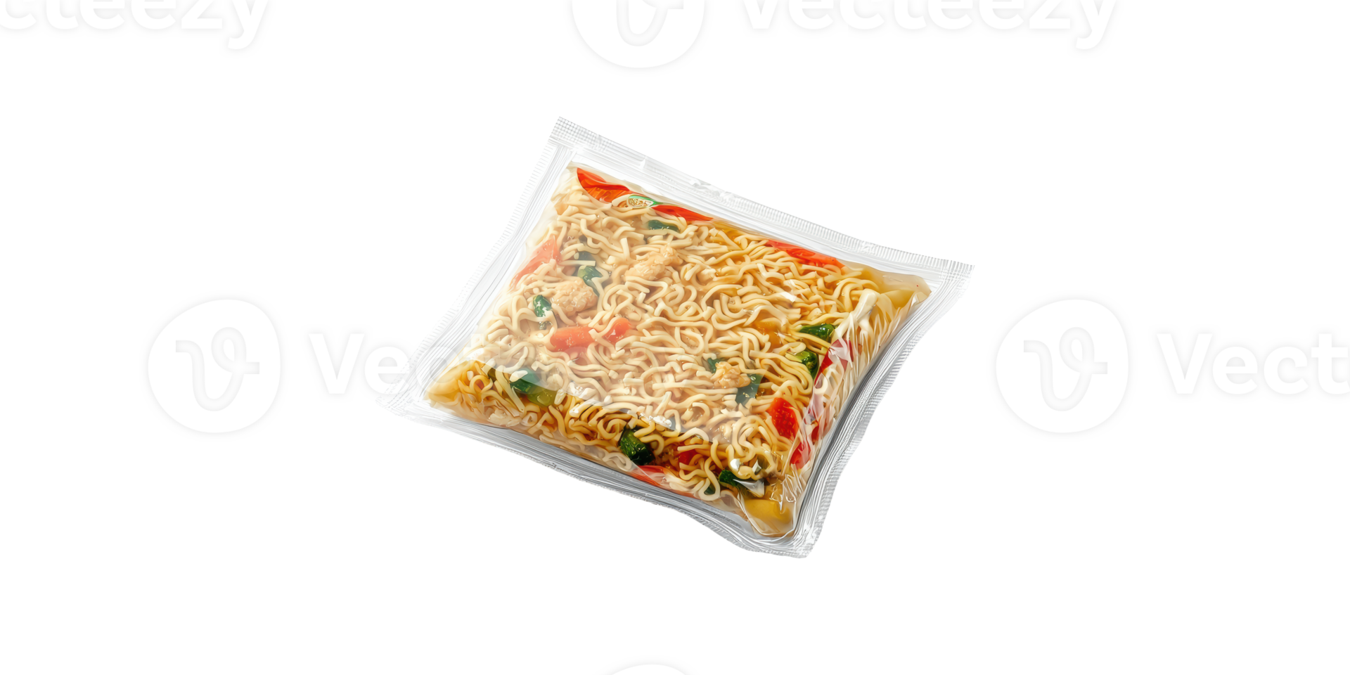 Instant noodle package with vegetables isolated on transparent background png