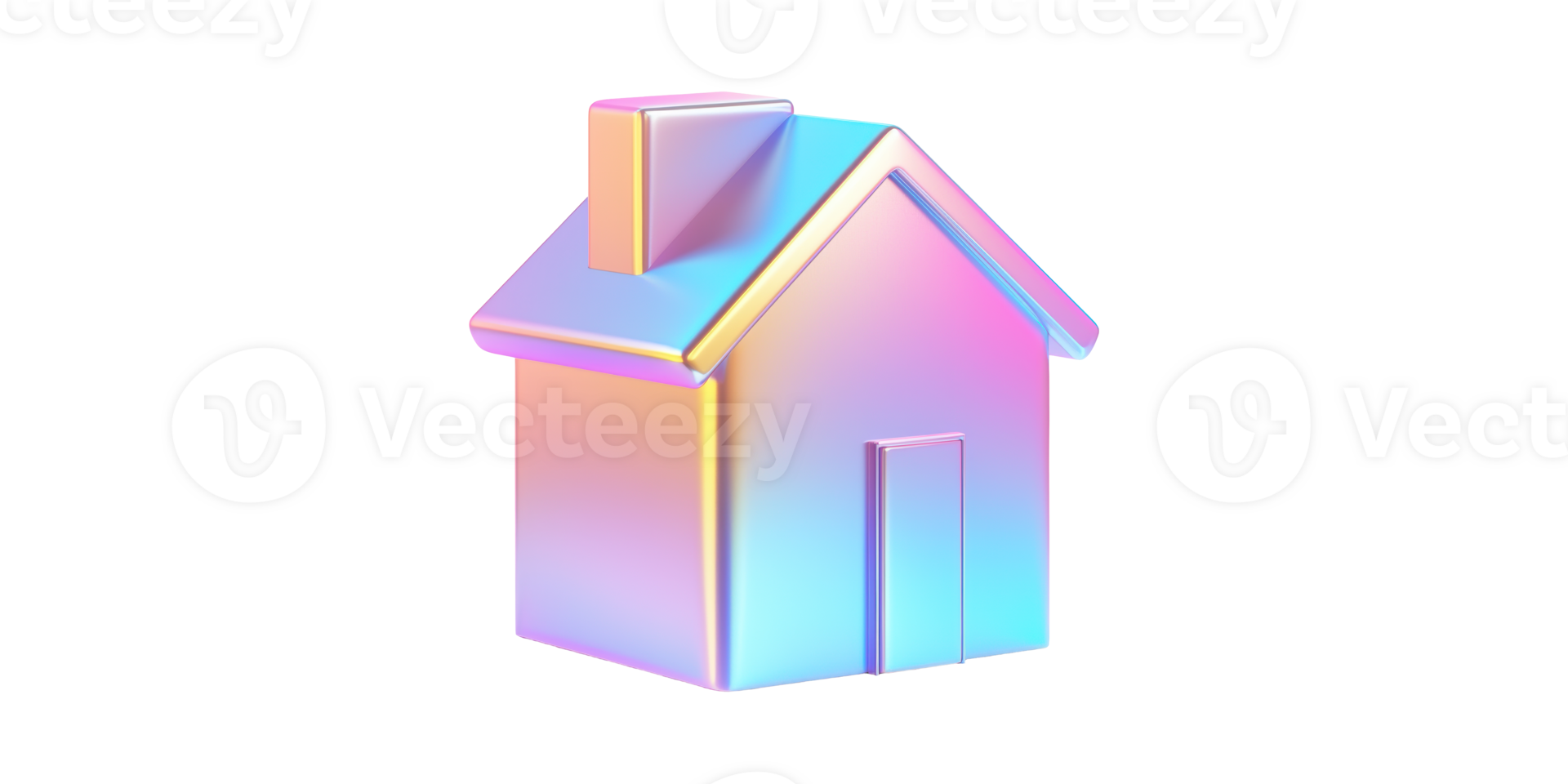 Colorful 3d house icon in pastel rainbow shades isolated on transparent background png