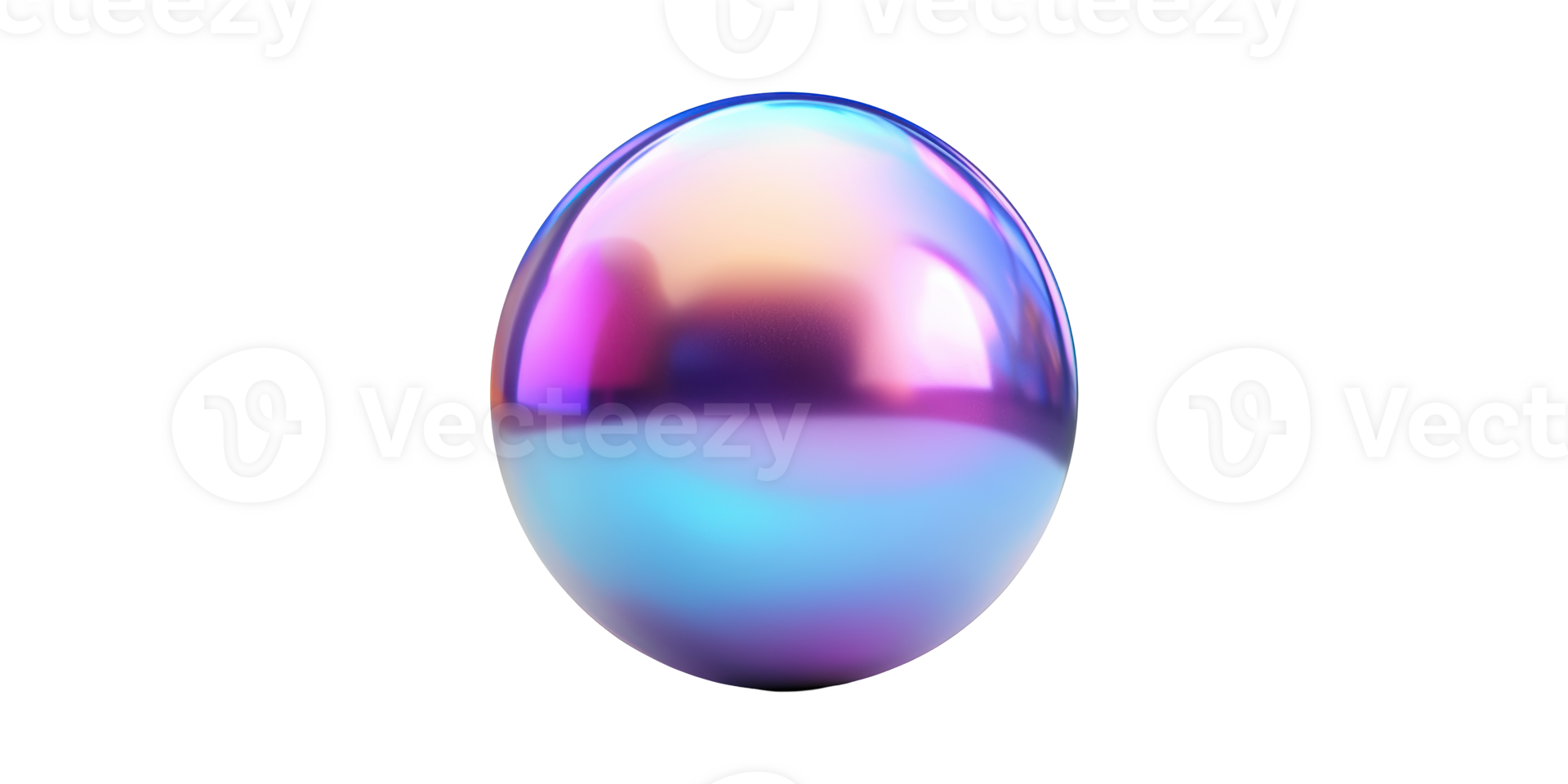 Iridescent gradient sphere with reflective surface isolated on transparent background png