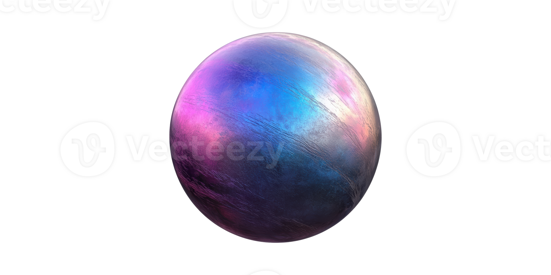 Abstract iridescent sphere with multicolored gradient set isolated on transparent background png