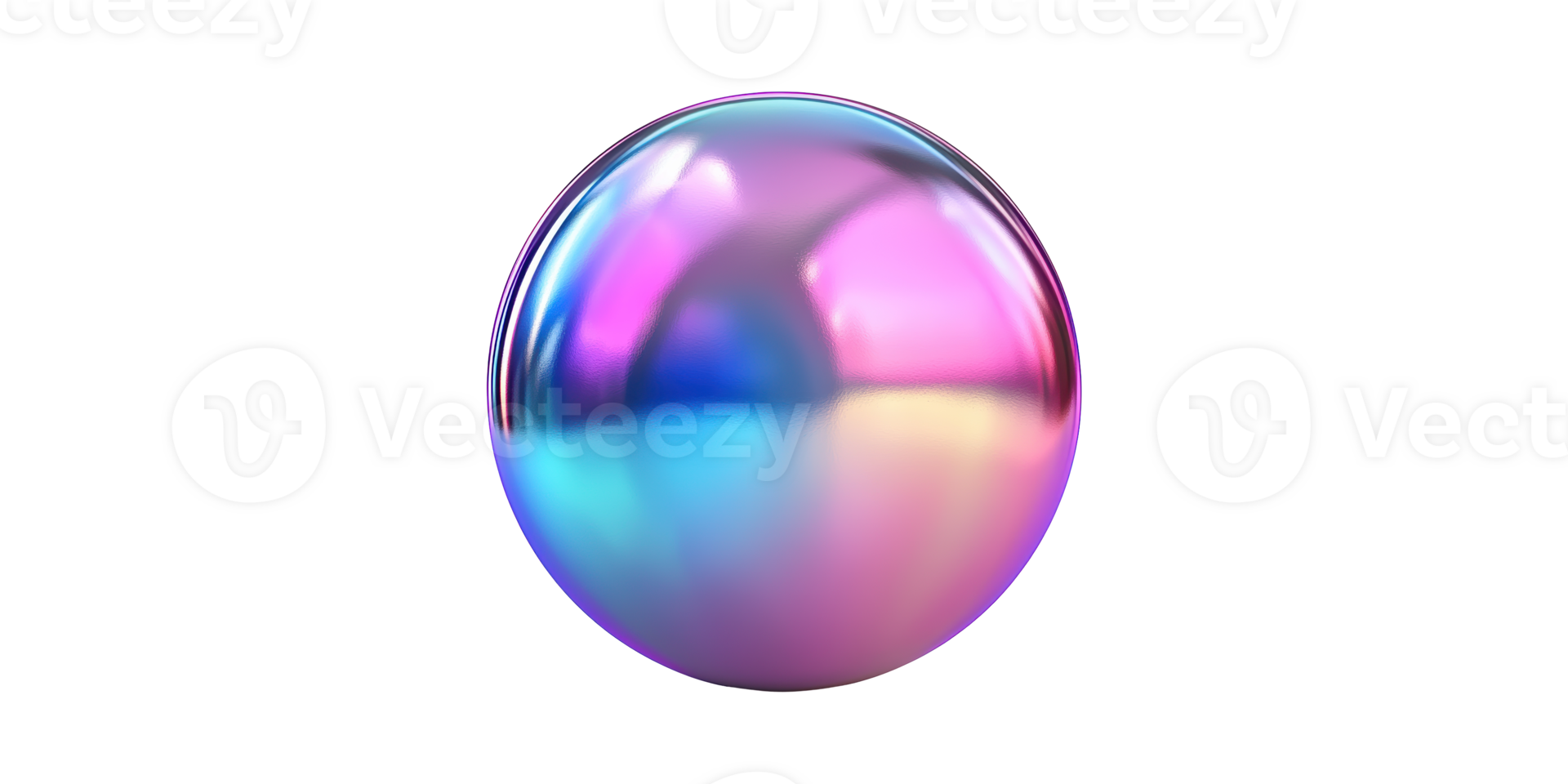 Iridescent gradient sphere reflecting colors set isolated on transparent background png