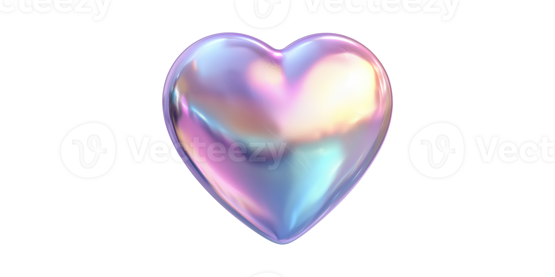 Iridescent heart shape with shiny finish isolated on transparent background png