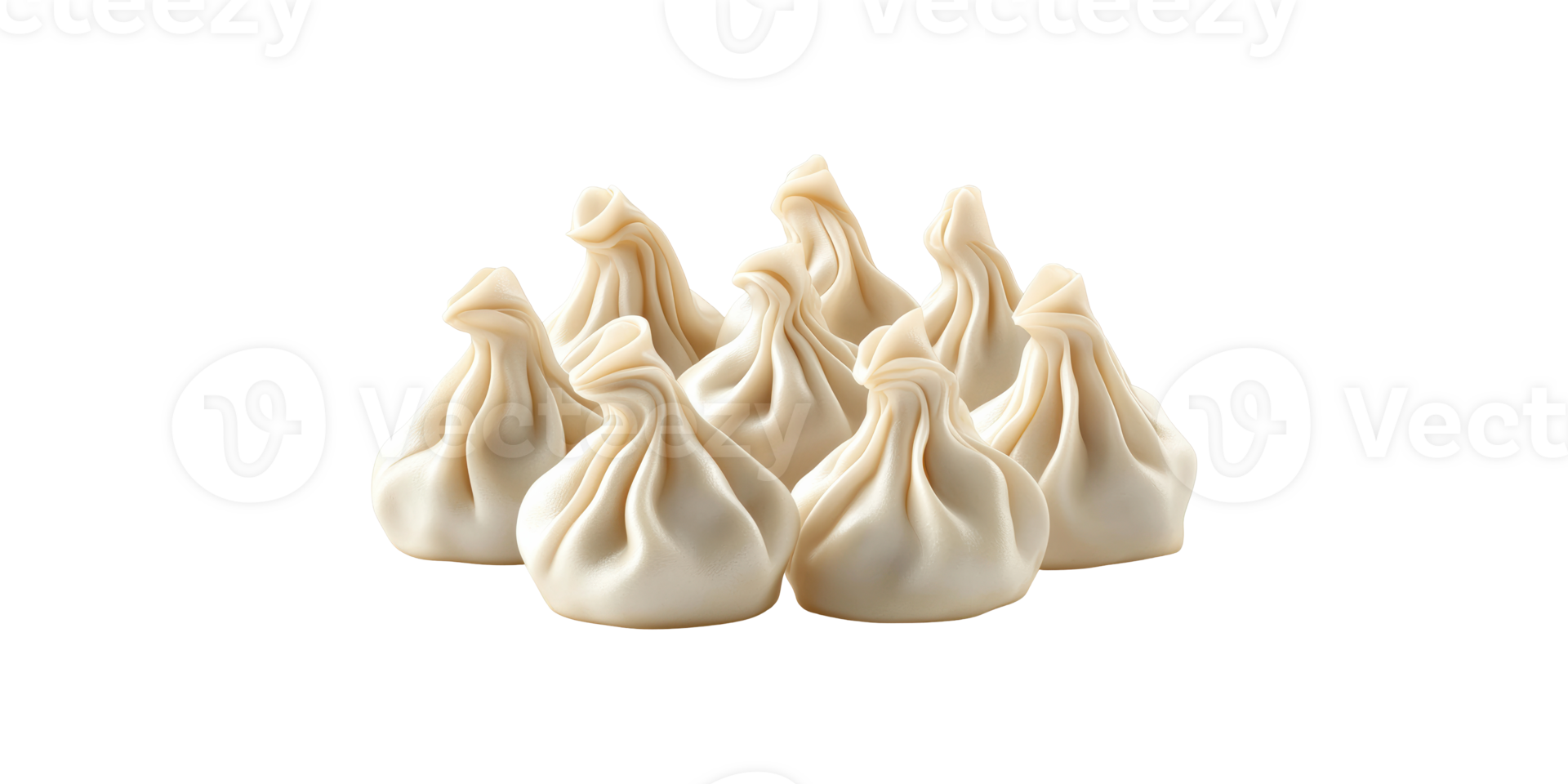 Group of traditional khinkali dumplings isolated on transparent background png