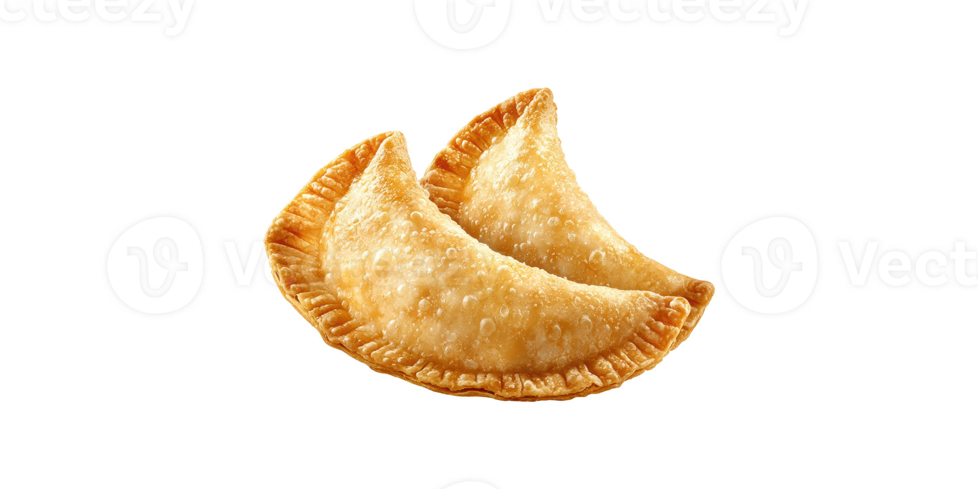 Golden brown fried empanadas showing crispy texture isolated on transparent background png