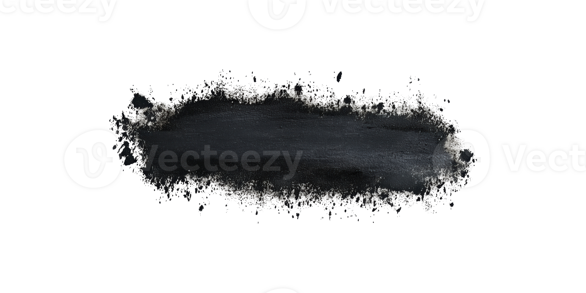 Black paint splatter brush stroke with grunge texture isolated on transparent background png