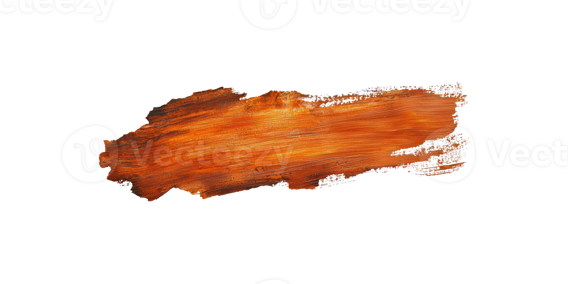 Brown and orange paint brush stroke artwork isolated on transparent background png
