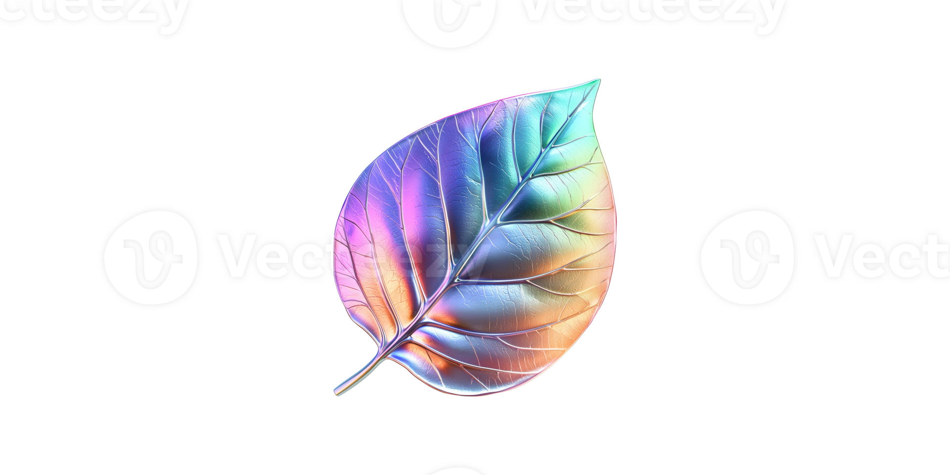 Iridescent single leaf with vibrant colors set isolated on transparent background png