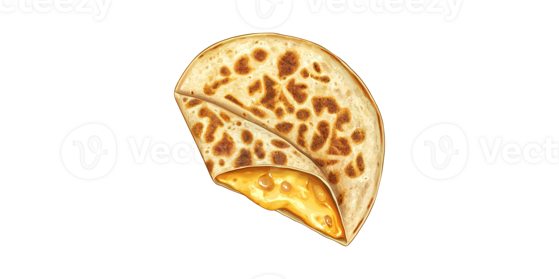 Cheesy quesadilla with melted filling isolated on transparent background png