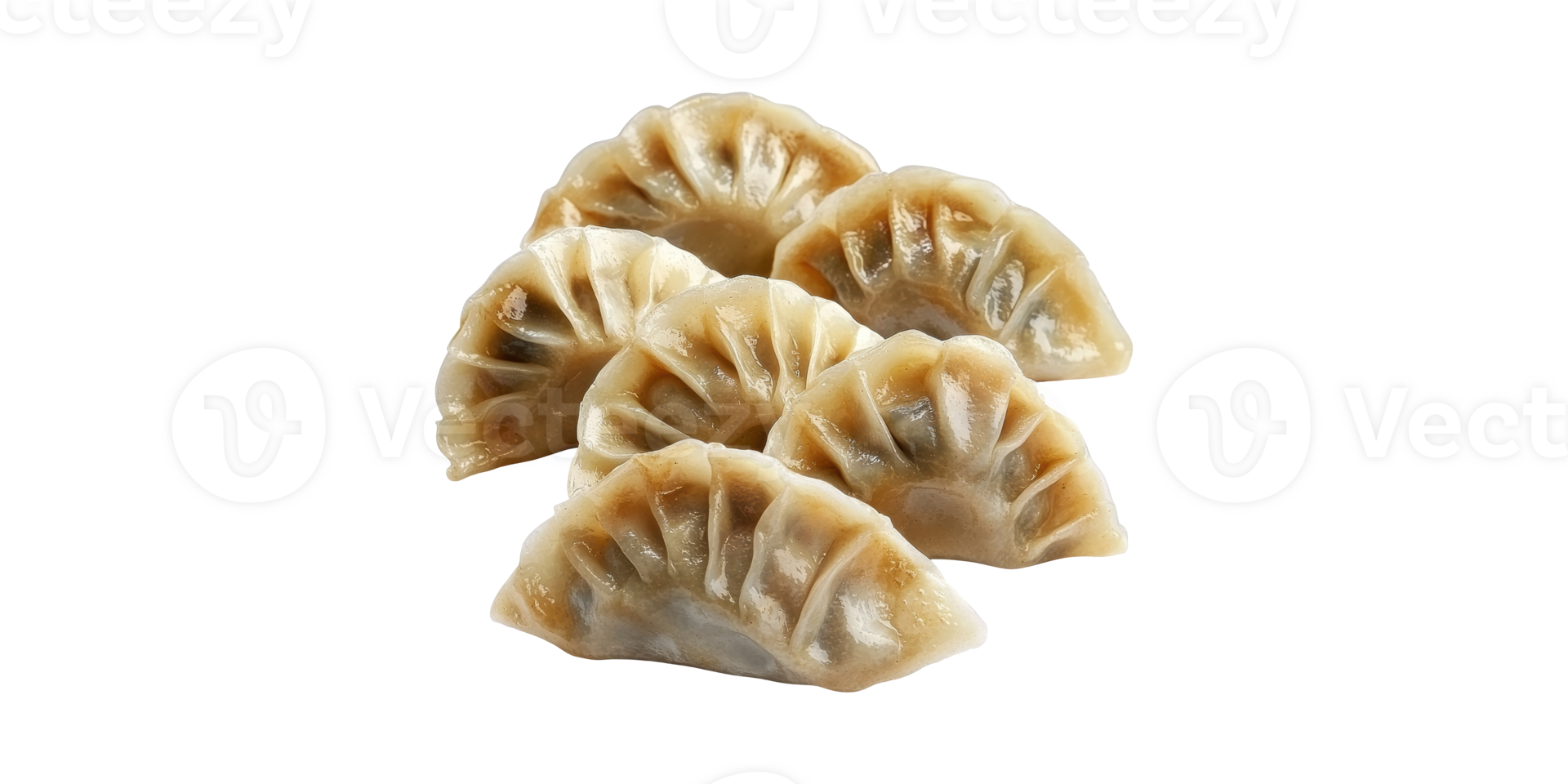 Steamed dumplings in semi-circular shapes isolated on transparent background png