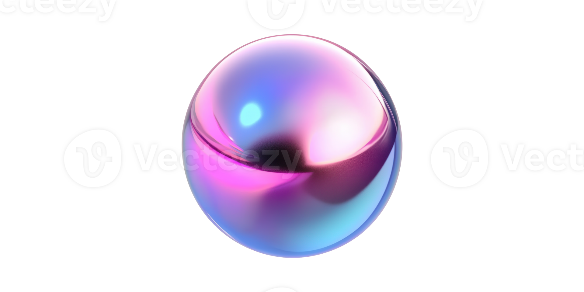 Holographic gradient sphere with iridescent colors isolated on transparent background png
