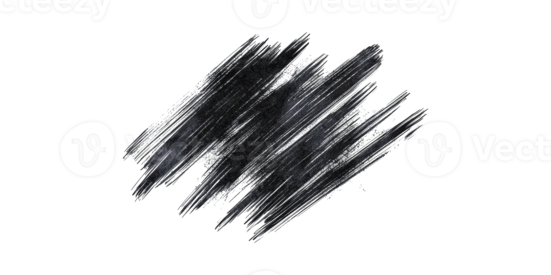 Black abstract brush strokes pattern art isolated on transparent background png